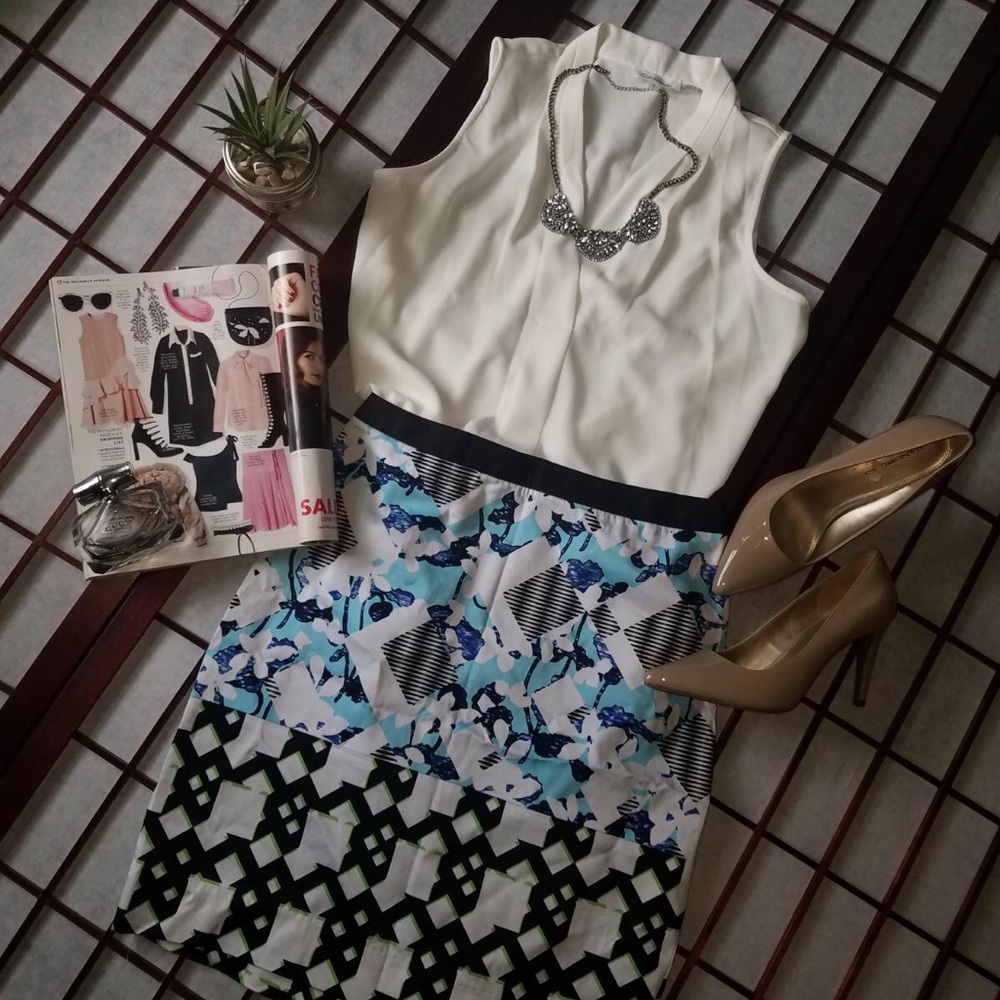 Peter Pilotto blue and white skirt size 8